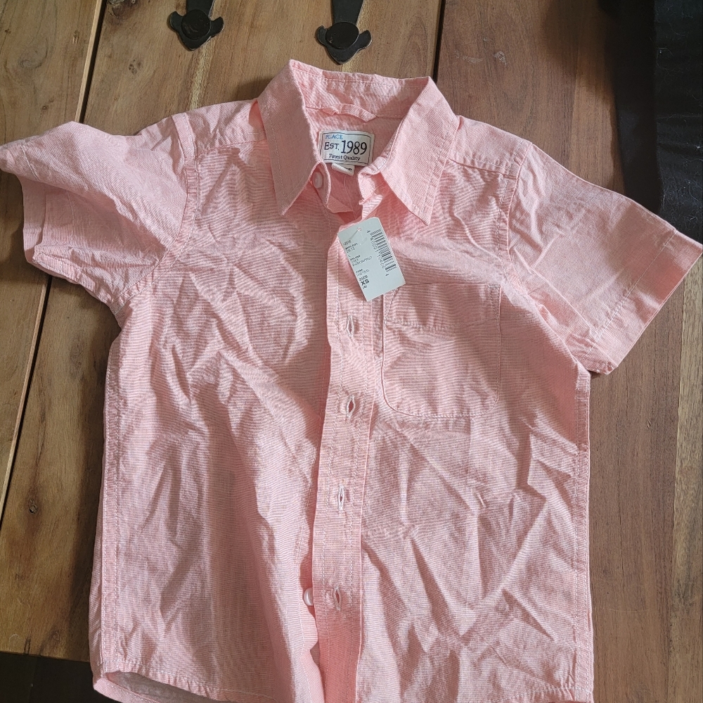 NWT Boys pink button up Children's Place XS